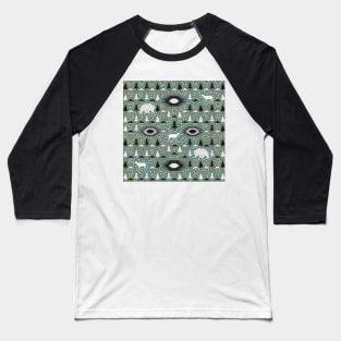 Winter pattern with deer, bears and dots Baseball T-Shirt